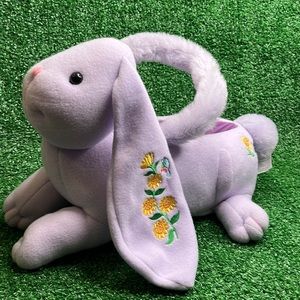 Vintage Lilac/Purple Plush Bunny Rabbit Easter Basket